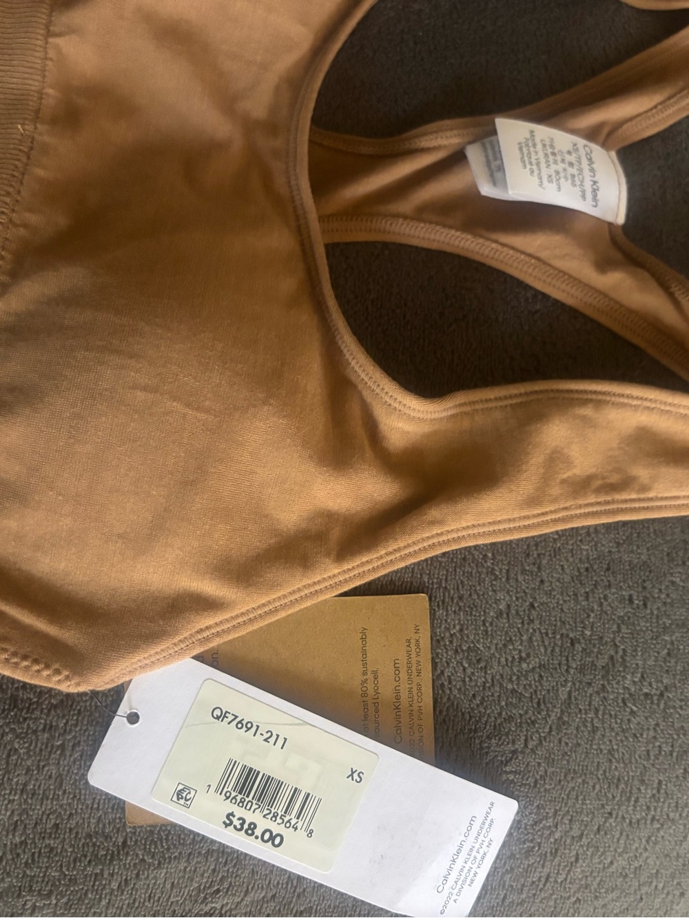 Calvin Klein Womens XS Modern Seamless Naturals Lightly Lined Bralette $38 2080